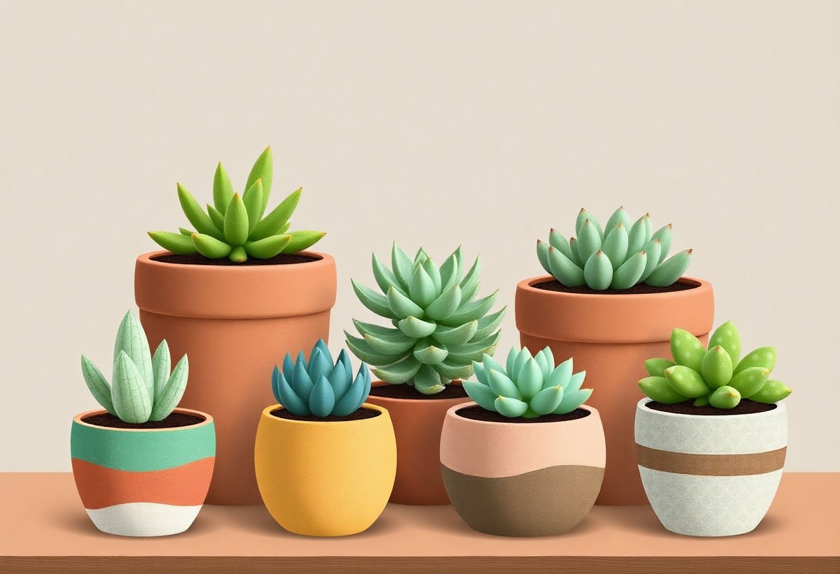 Various containers suitable for succulents.