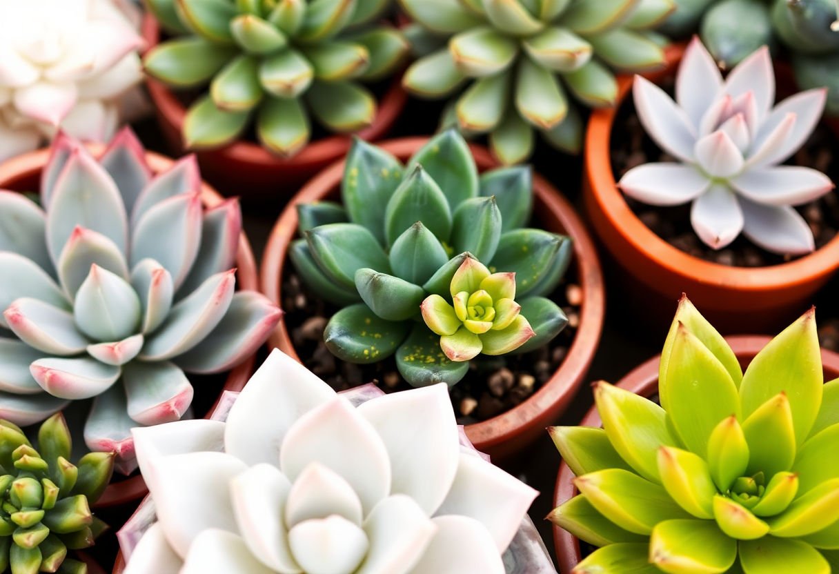 Succulents thriving in different seasonal conditions.