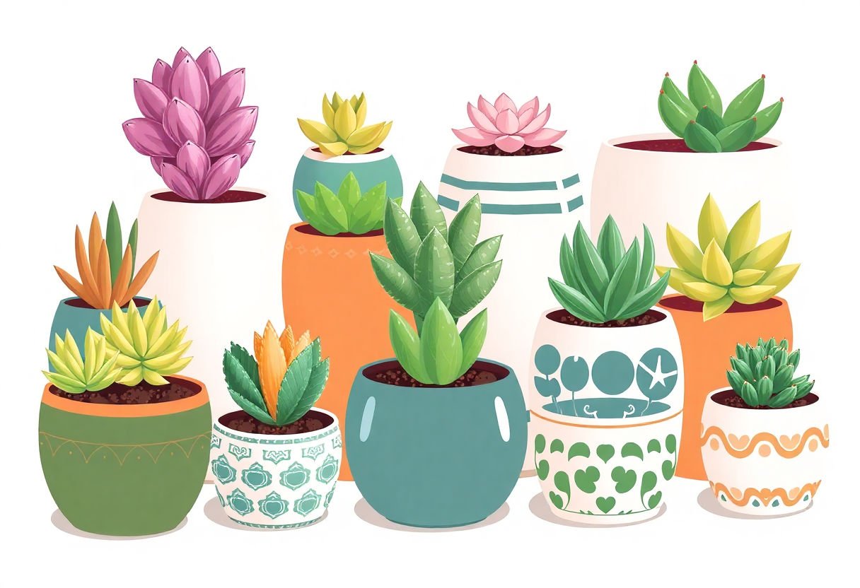 Various stylish containers for succulents