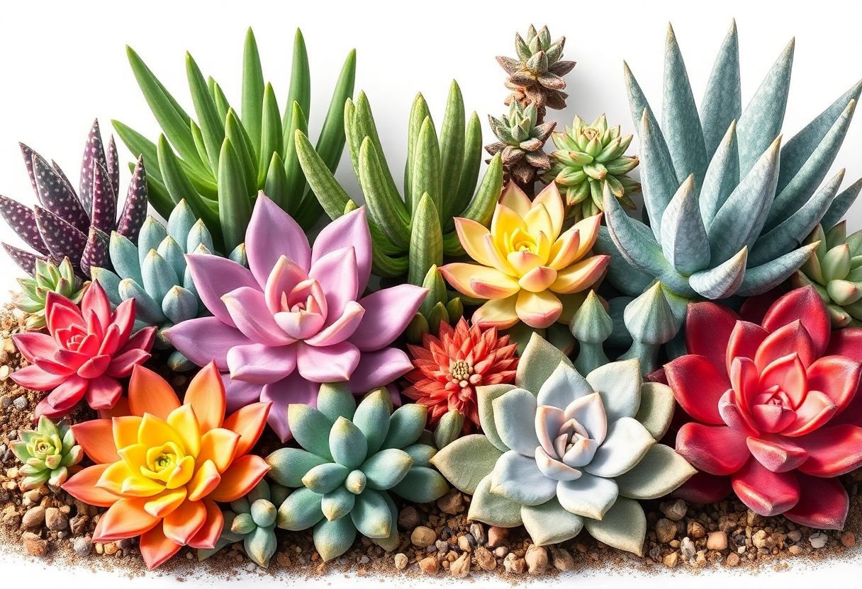 Various types of succulents