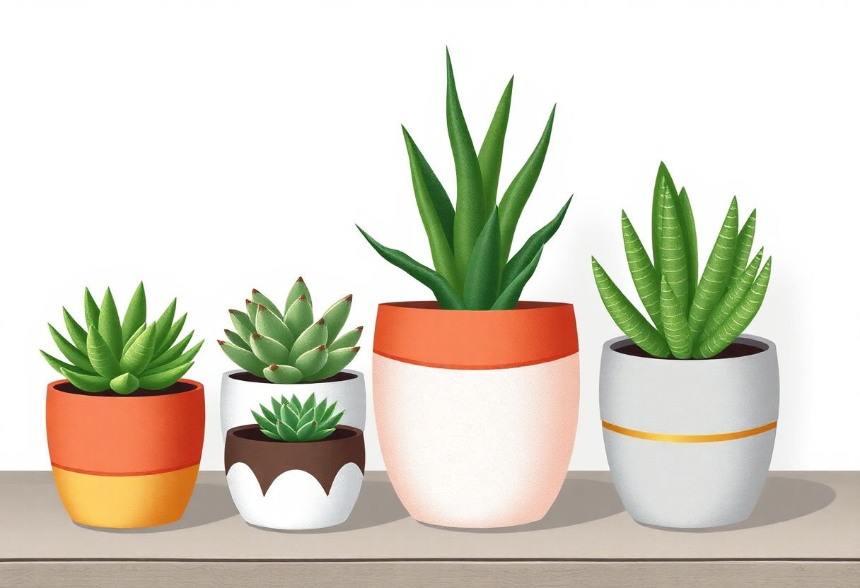 A stylish arrangement of succulents in trendy pots enhancing home decor