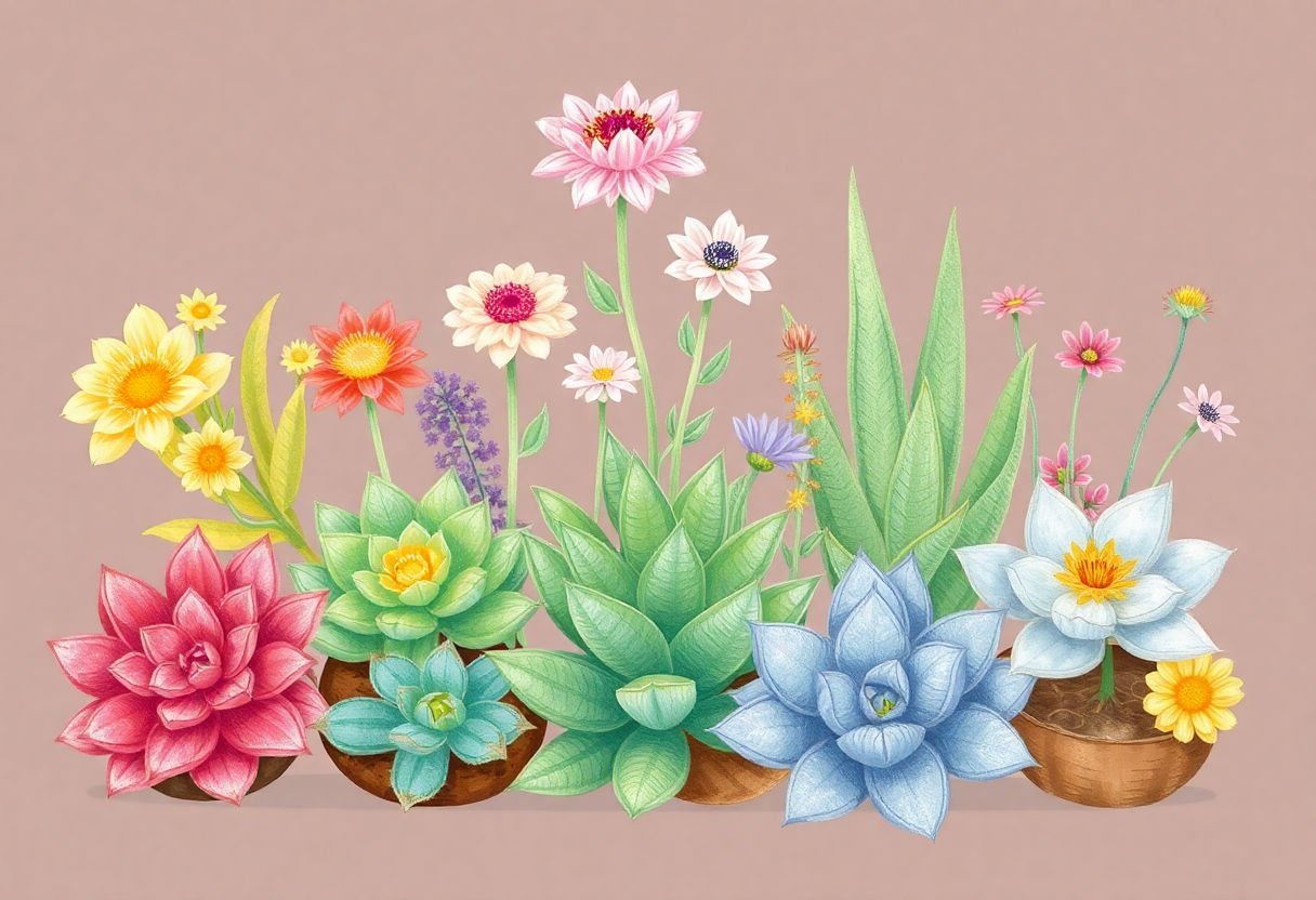 Routine with flowering succulents