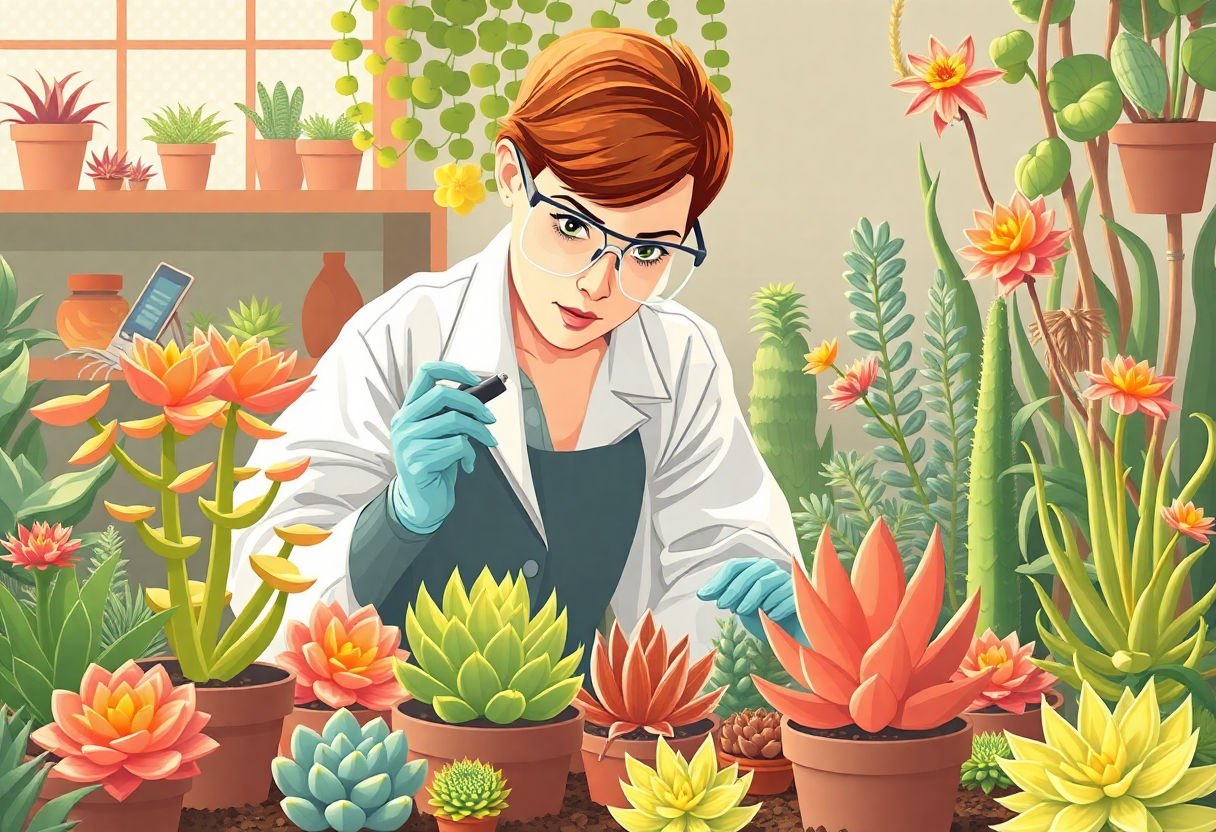 Scientist researching succulents