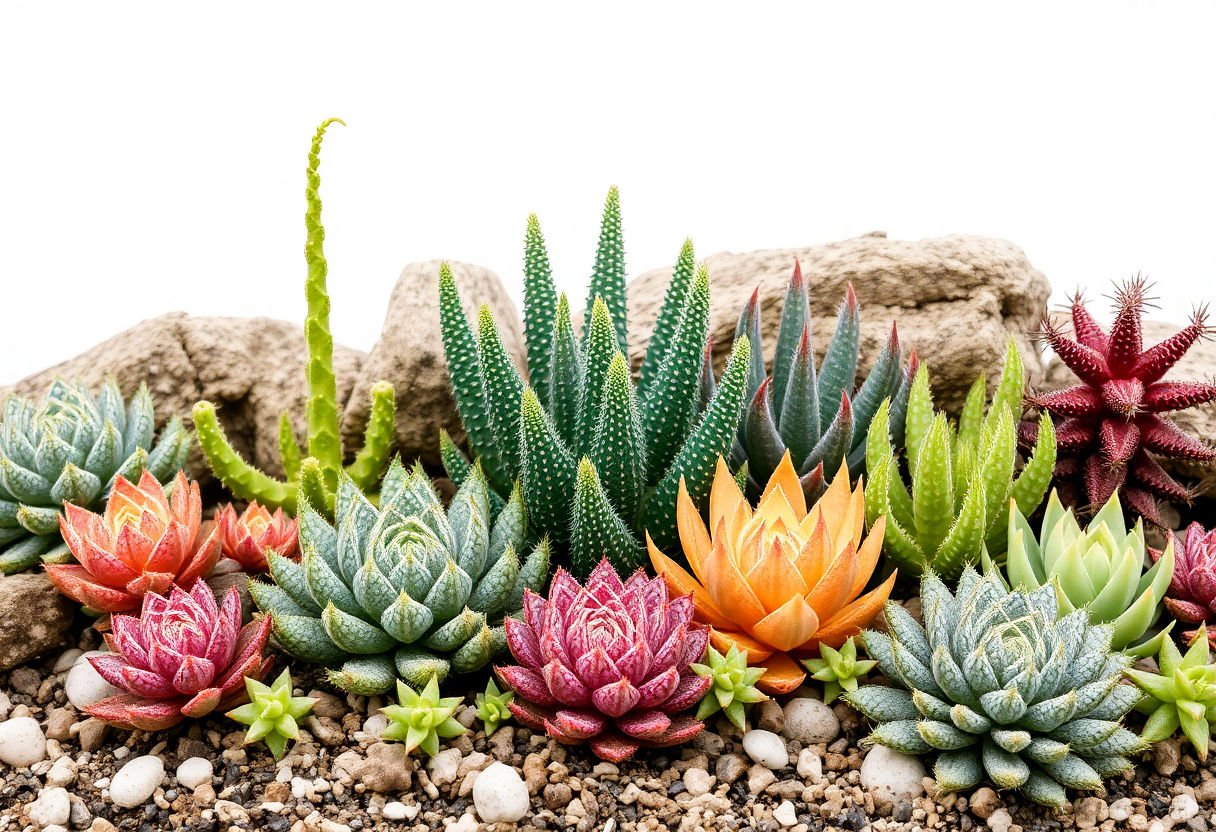 Succulents positioned in various microclimates