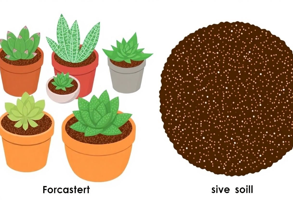 Variety of pots and soil types for succulents