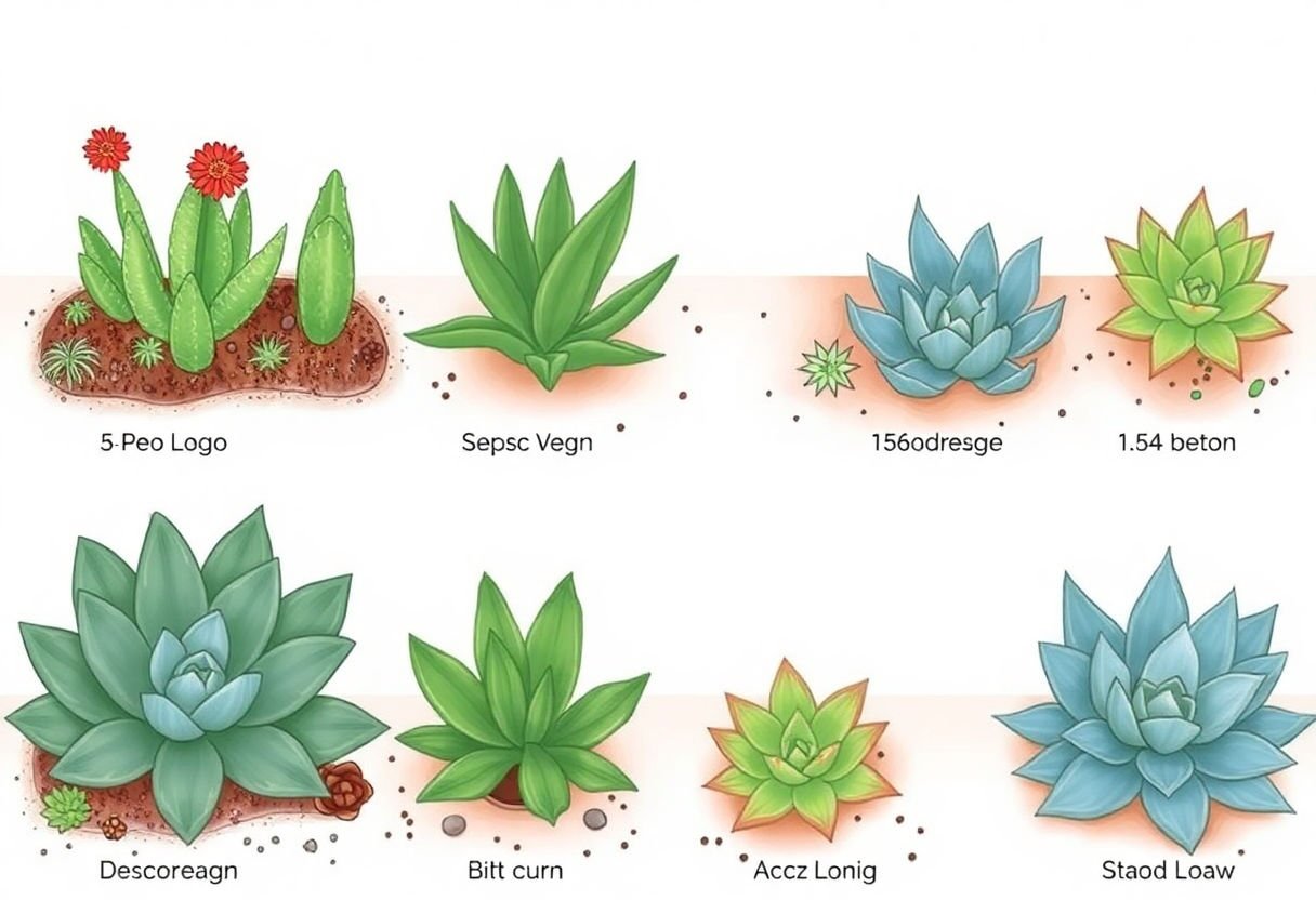 Various types of succulents in their ideal growing zones