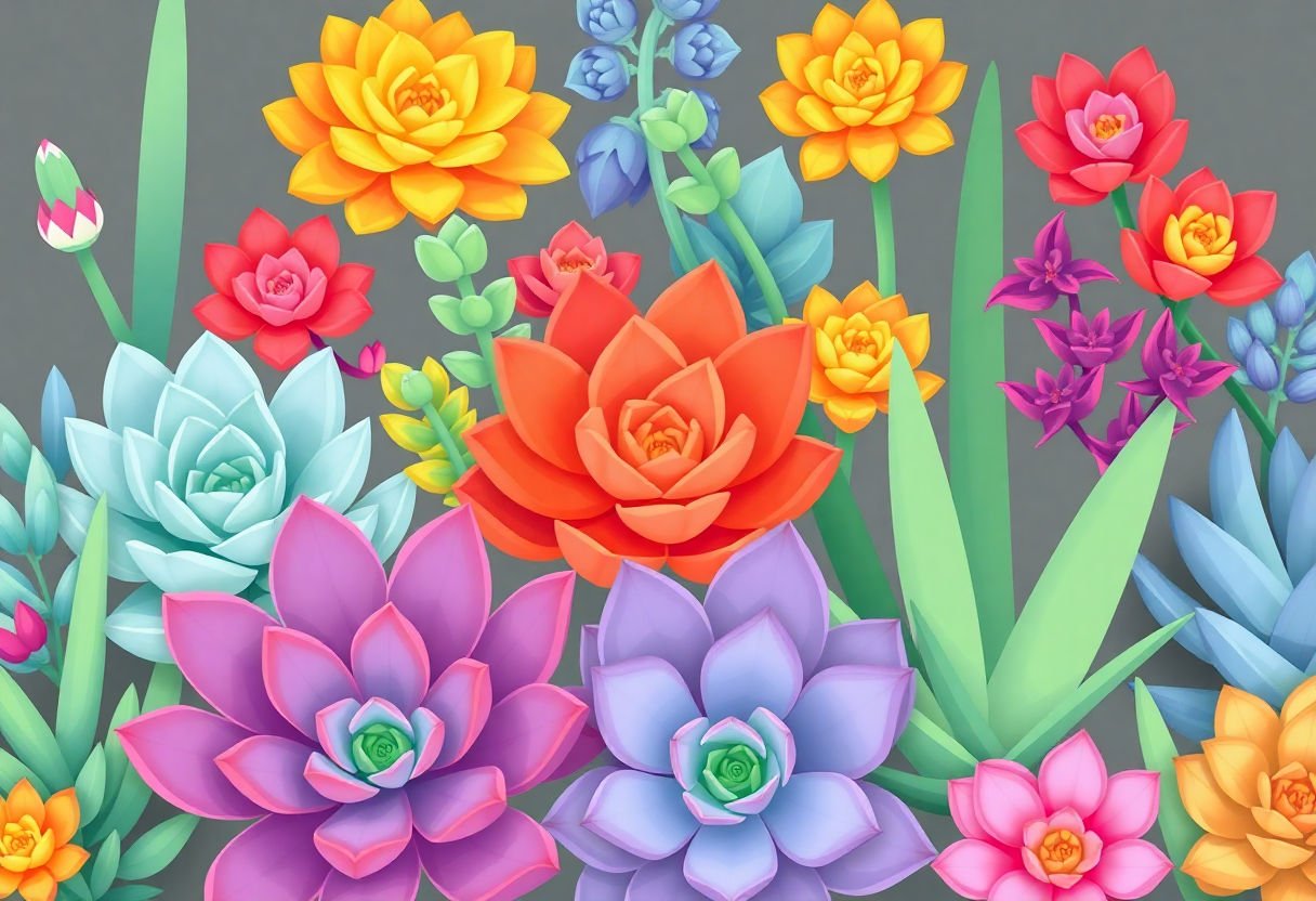 Colorful summer succulents