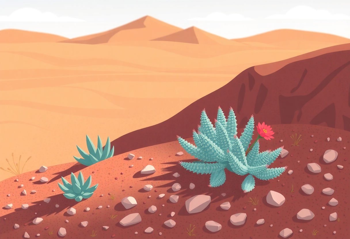 Desert succulent in specialized soil