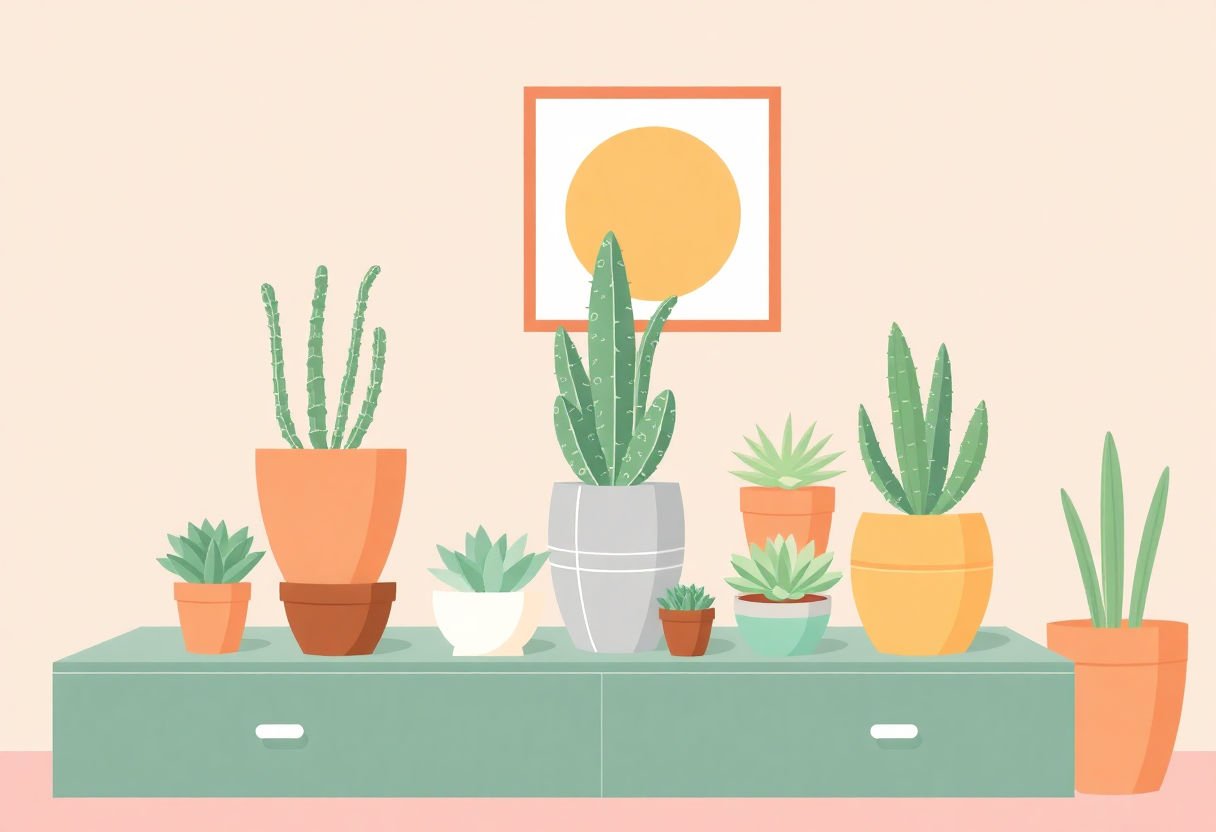 Color matching with home decor using succulents.