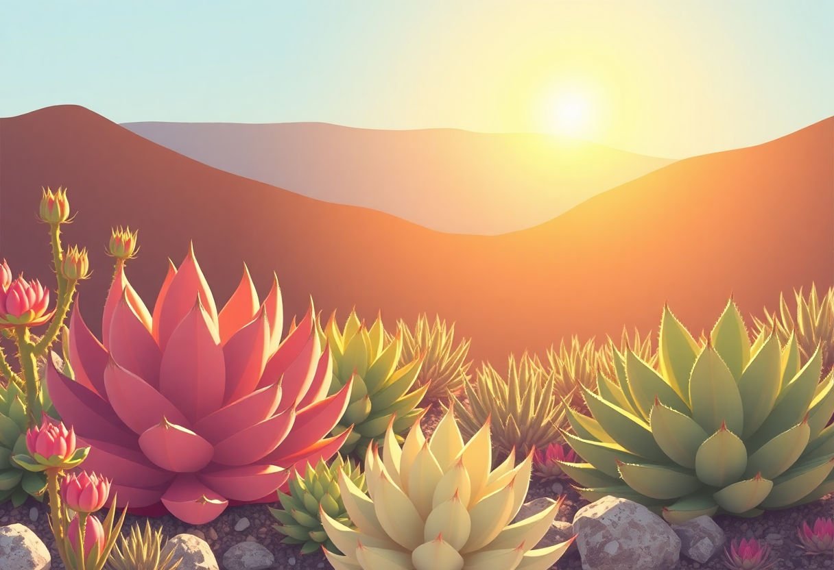 Succulents basking in morning sun