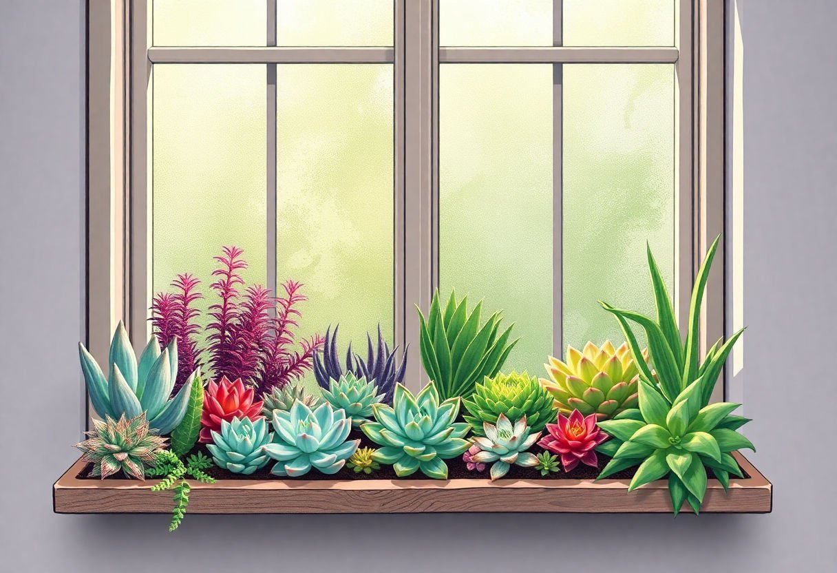 Succulents in outdoor garden vs indoor windowsill
