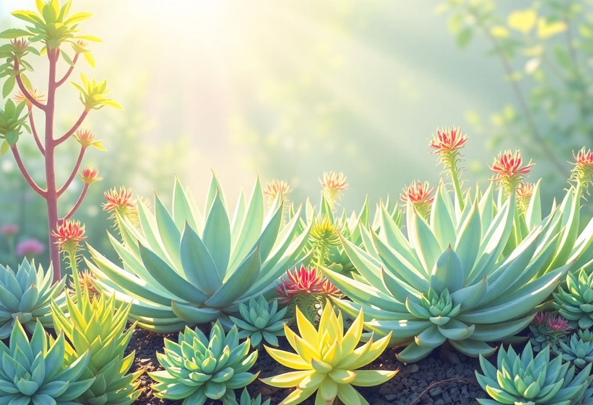 Succulent plants thriving in sunlight