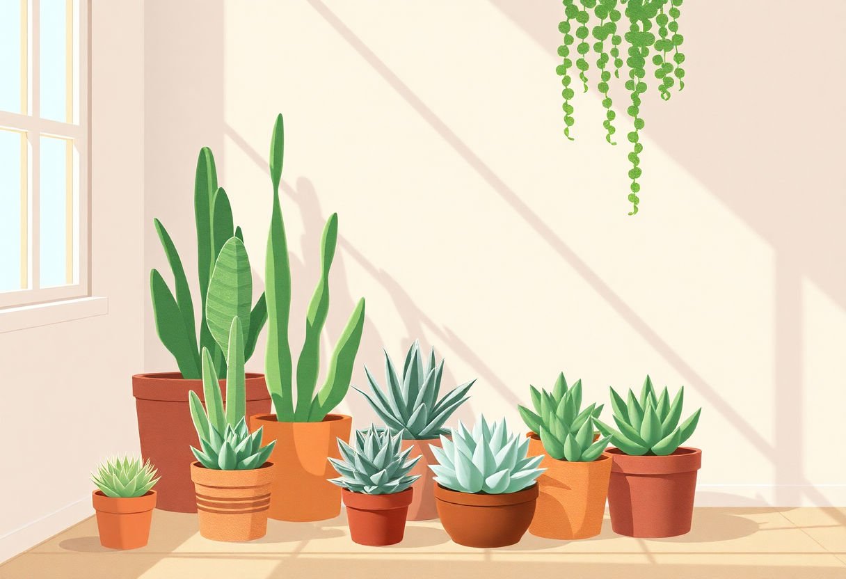 Sunlit spots for indoor succulents.