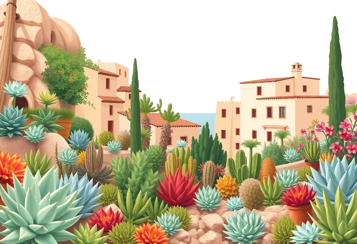 Mediterranean regions filled with thriving succulents.
