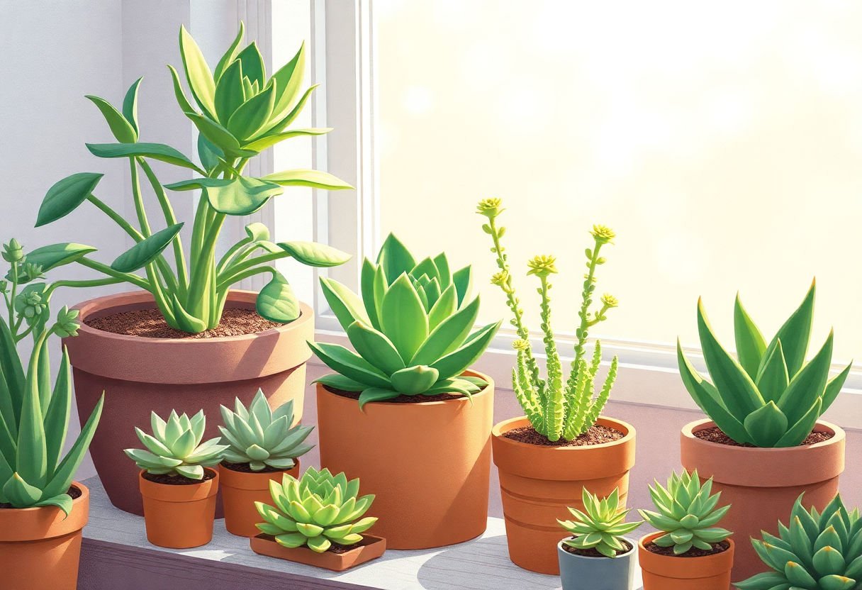 Indoor succulents thriving with controlled climate.