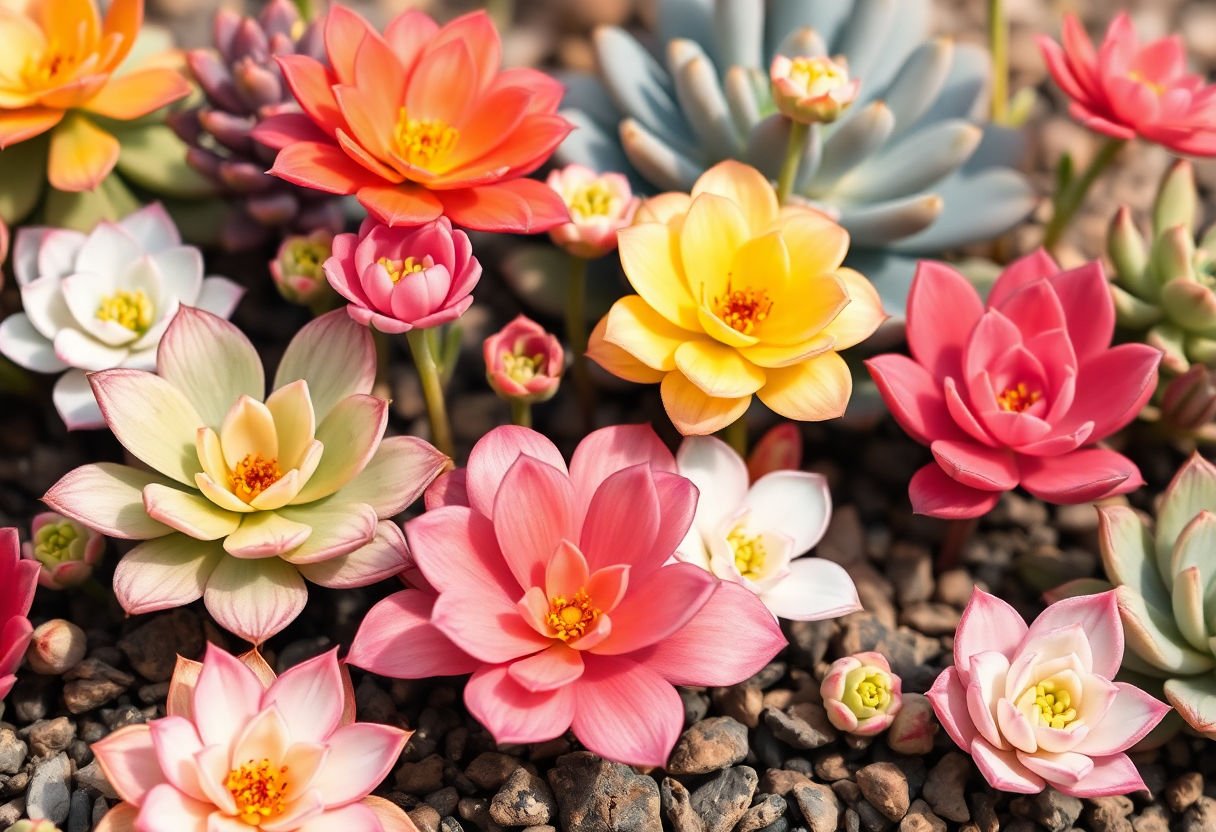 Enjoying the beauty of flowering succulents.