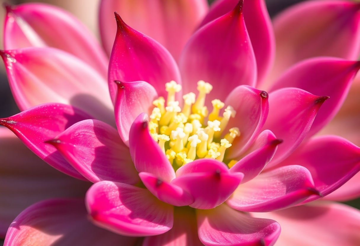 Close-up view of a flowering succulent.