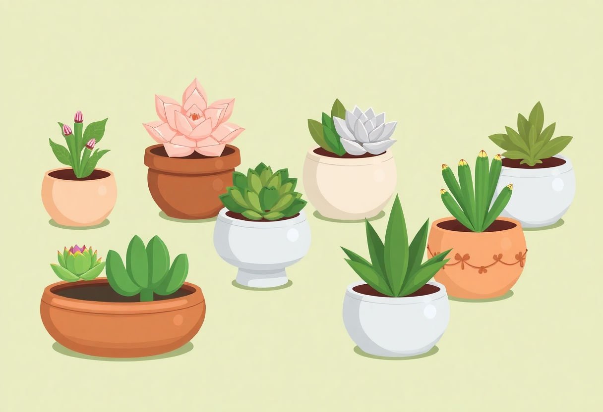 Various design concepts for succulent planters