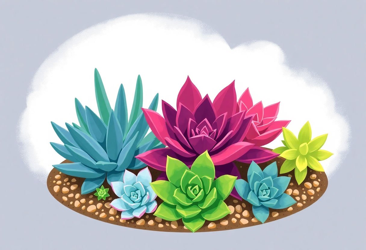 Succulents thriving in ideal growing conditions