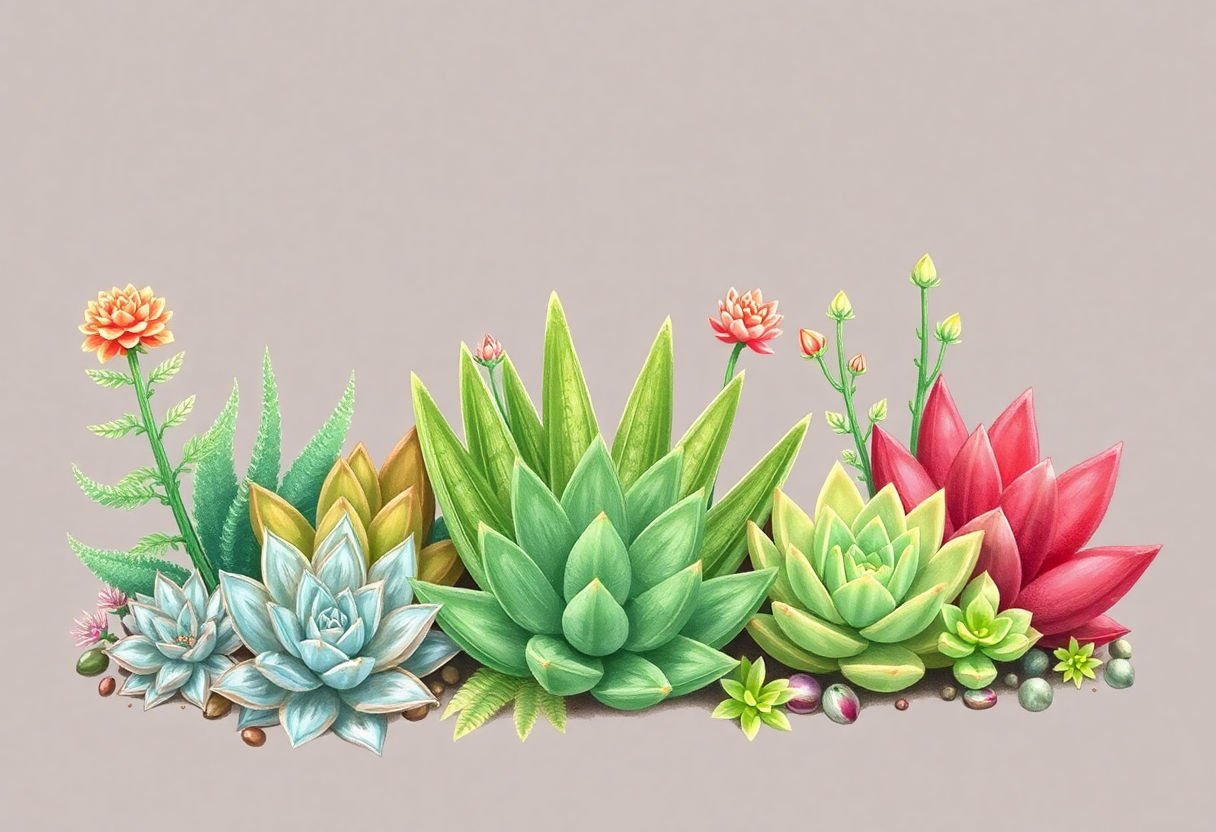 Succulents in different seasons