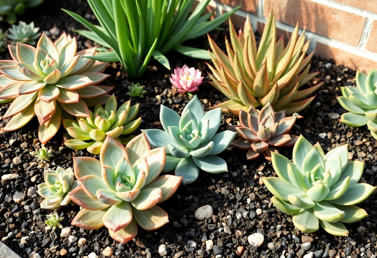 Strategic placement of succulents in a garden.