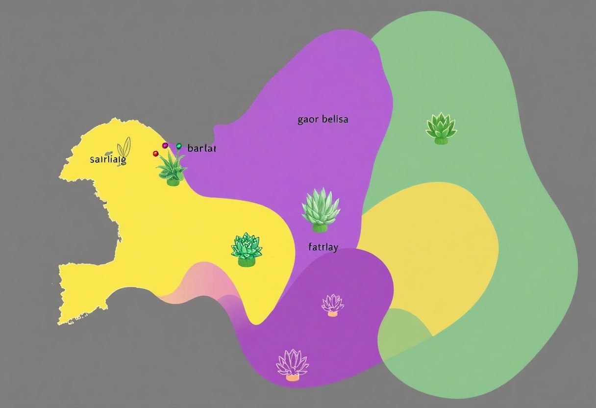 Map of climate zones suitable for succulents