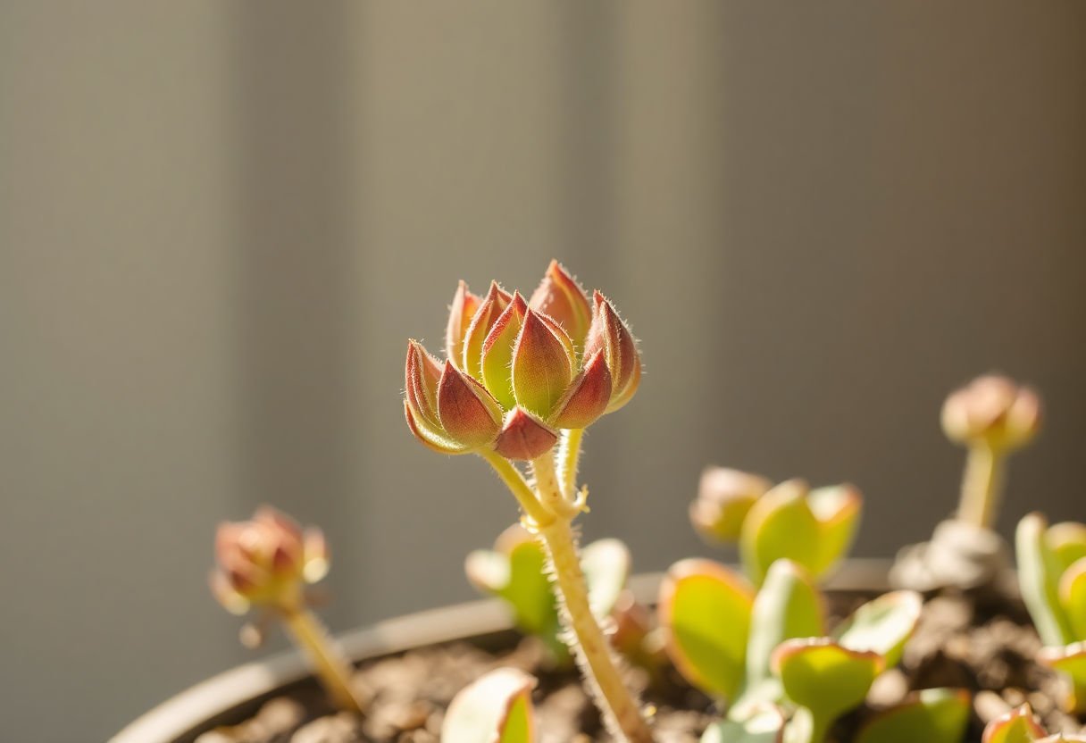 Wilted succulent indicating overexposure to sun