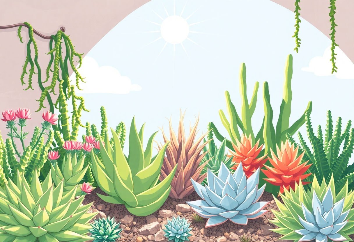 Succulents thriving under sunlight