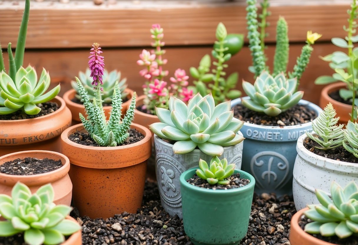Eco-friendly potting options for succulent garden