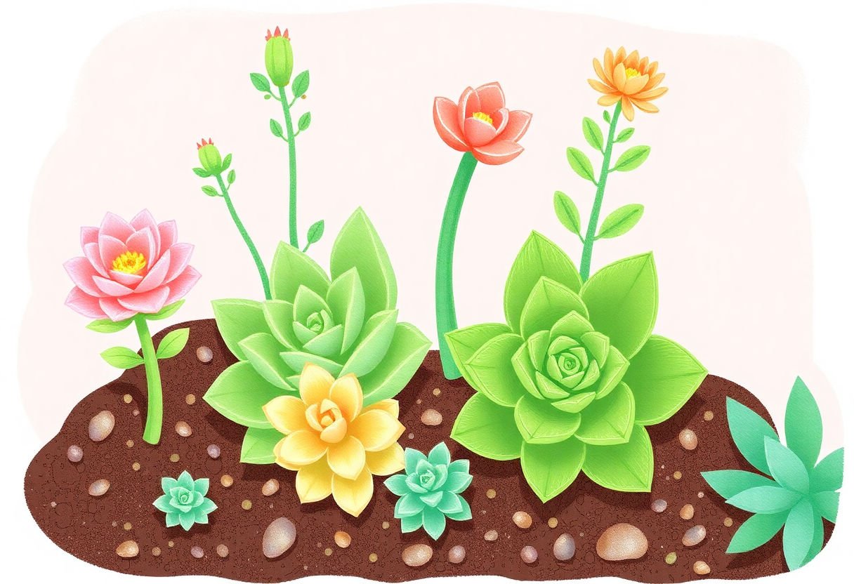 Illustration of common succulent care mistakes