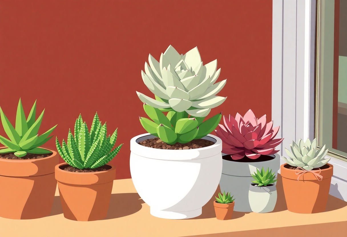 Rotating succulents for better sun distribution