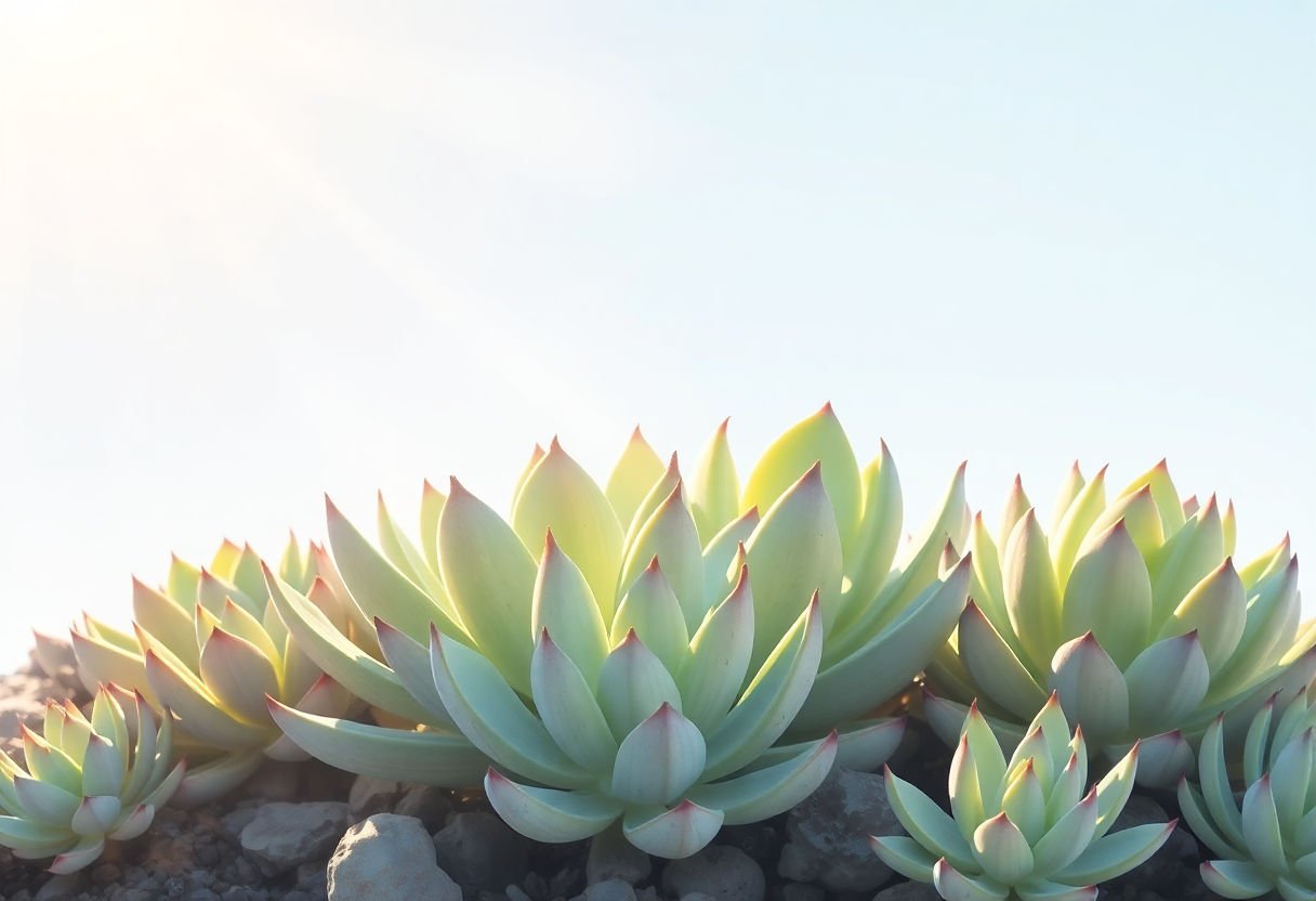 A group of succulents basking in the sunlight